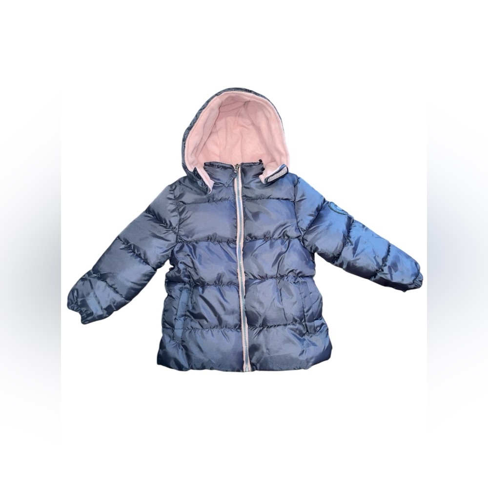 Pink Platinum Gray Puffer Jacket with Pink Fleece Interior